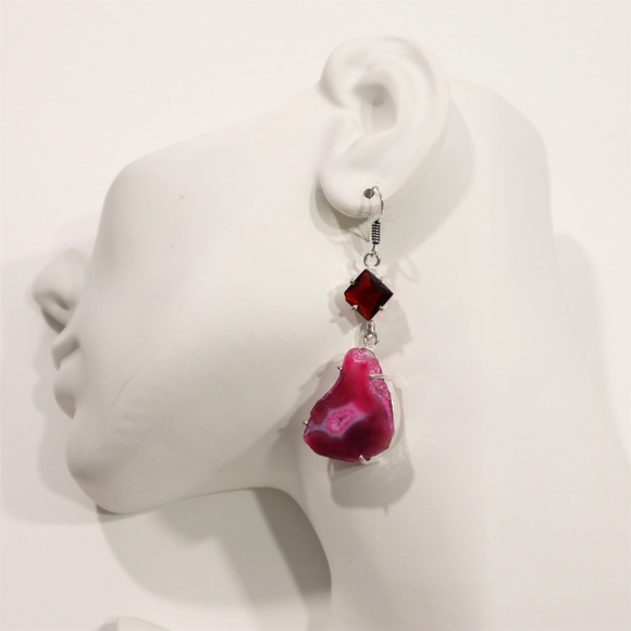 Solar Quartz Druzy Garnet Ethnic & .925 Silver - Picture 1 of 4